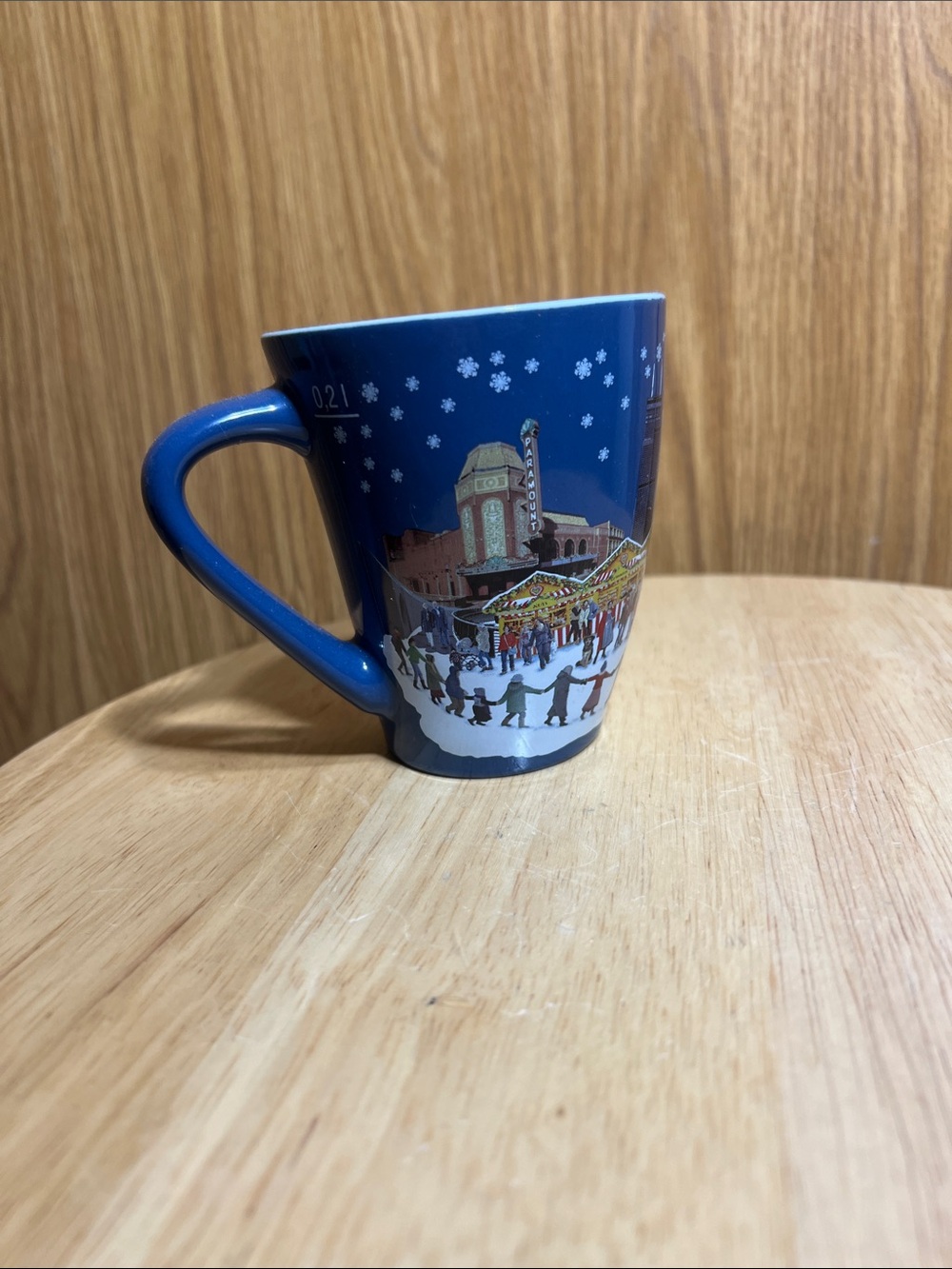 Festive Blue Ceramic Holiday Market Mug